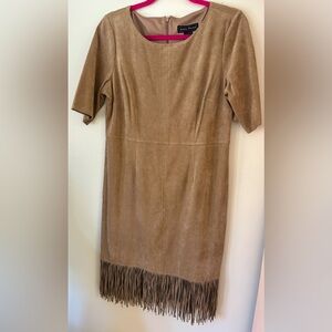 Jessica Howard Tan suede boho fringe Dress Size 12
